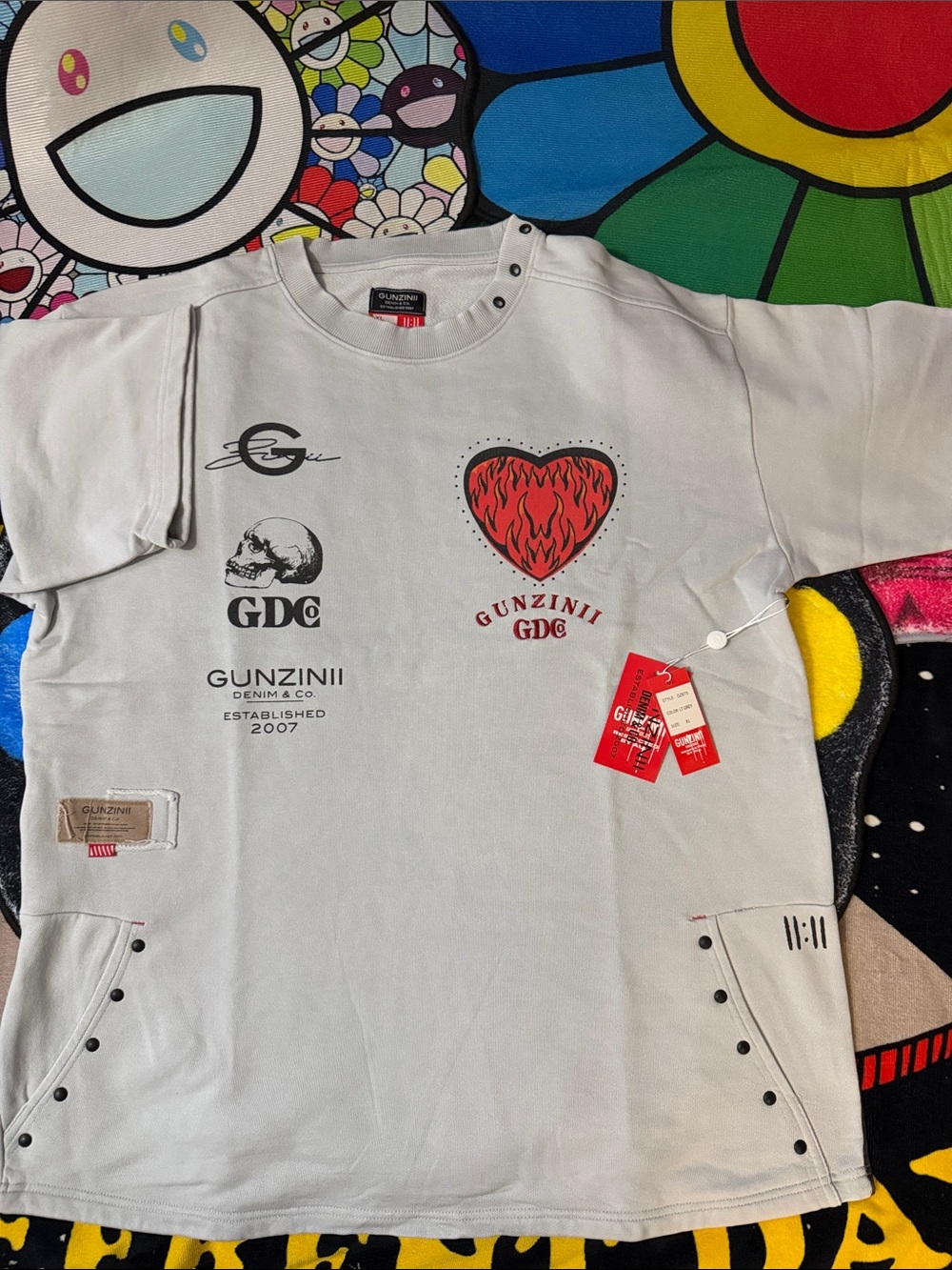 Gunzinii Denim & Co. "Heart on Fire" Split-Tone Graphic Tee